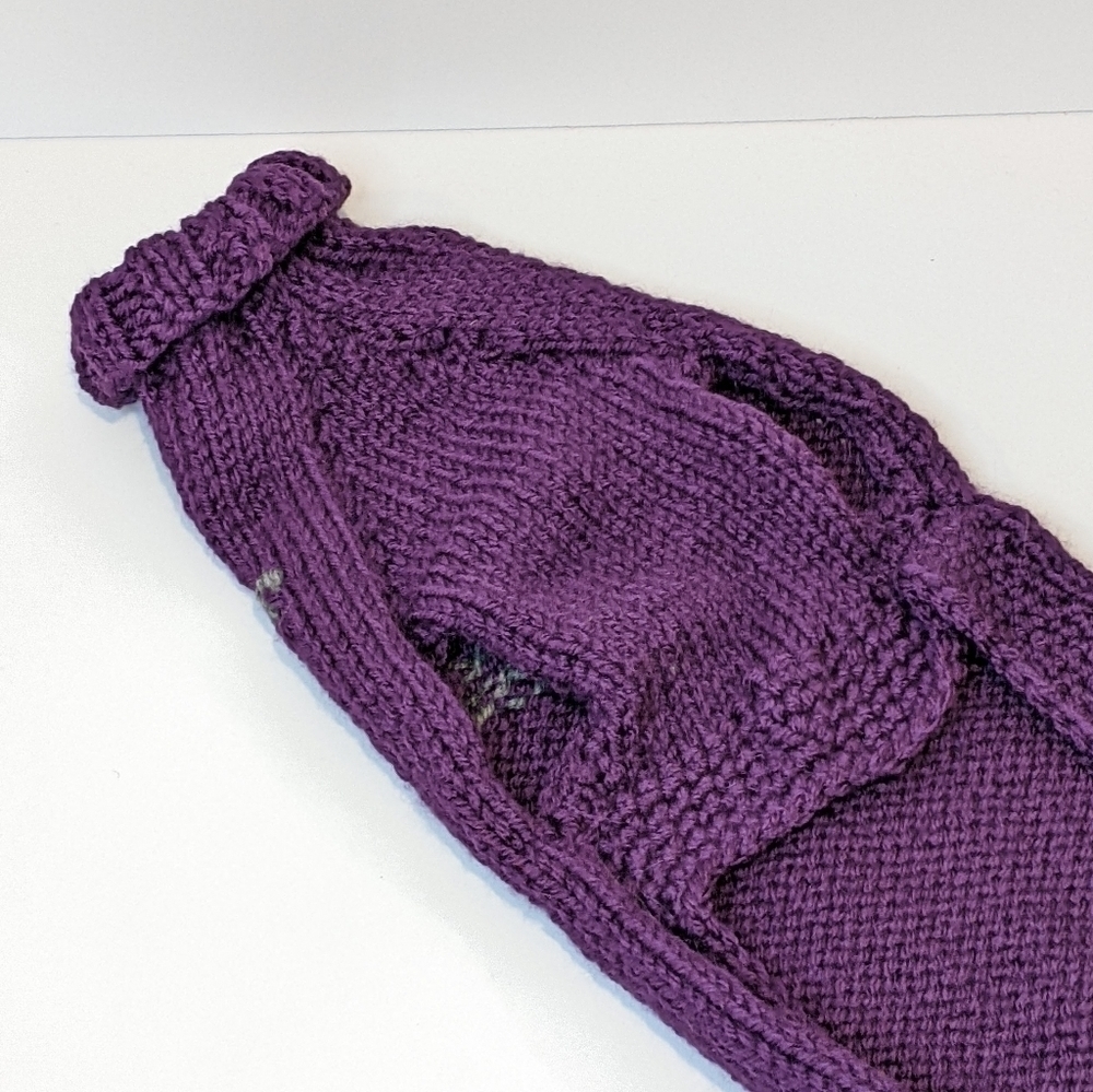 handmade Hand Knit Purple Dog Sweater Medium - Picture 4 of 5